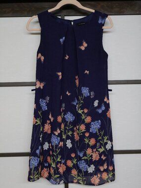 Primark/Atmosphere Dark Blue Floral Dress Size 6 (USA) Summer Dress